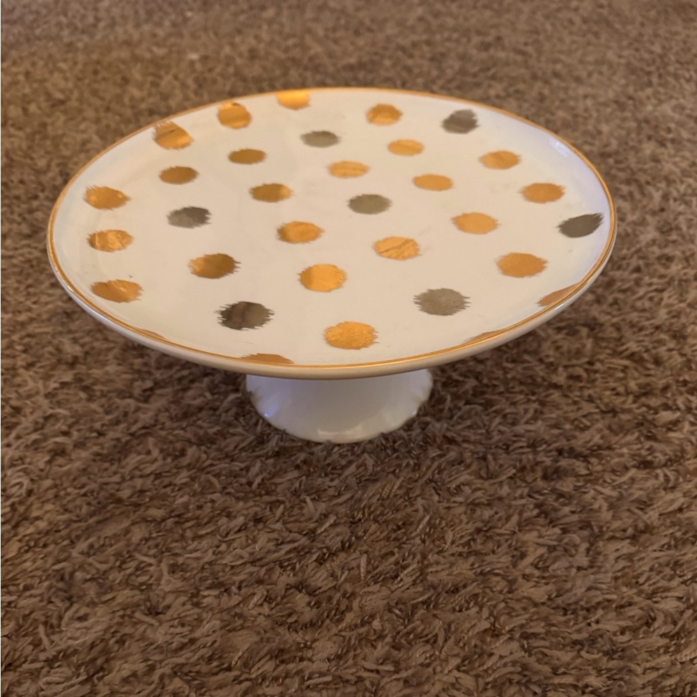 💛 C. Wonder Gold Polka Dot Ceramic Cake Stand 11